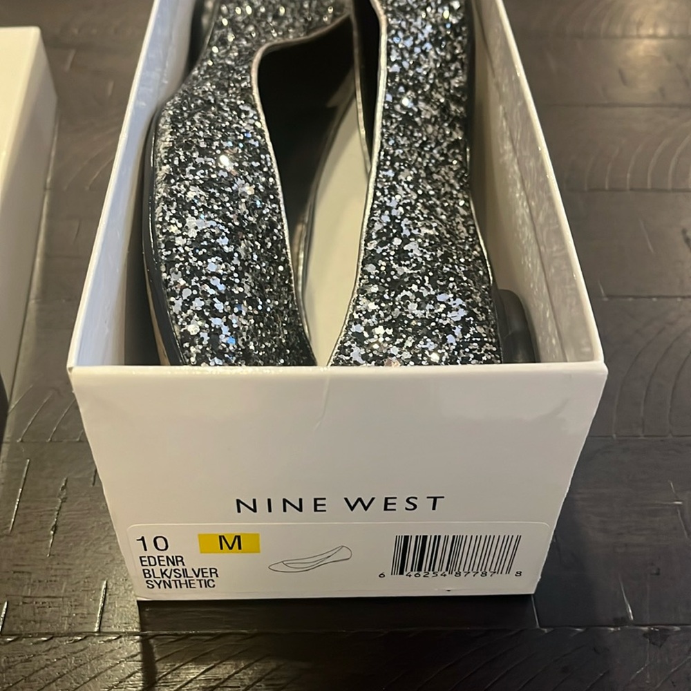 Black and silver sequin flats